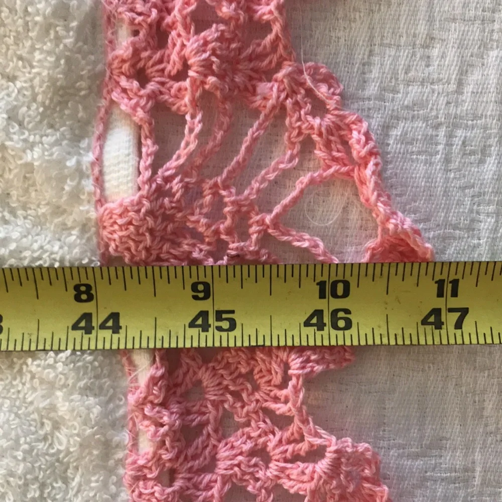 Vintage Towel Set Embellished with Pink Crochet Swan & Border